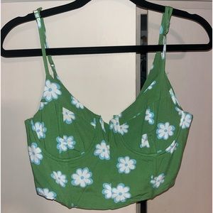 american eagle green flower corset top